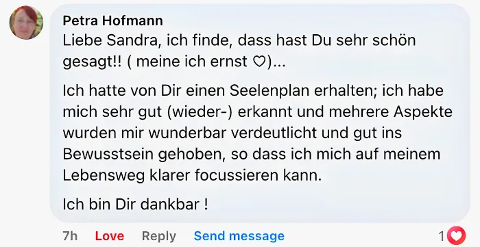 Sandra Hirsch Soul Plan Erfahrungen – Teilnehmerin empfiehlt den Report als Geschenk für Freundinnen